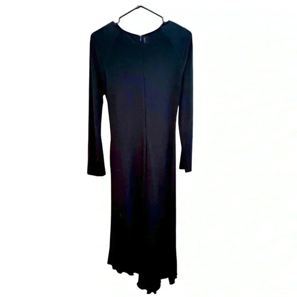 Joseph Ribkoff black, jersey knit, stretch, gathered at the waist, flowing dress - Picture 4 of 7